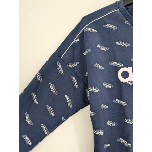 Adidas Sweatshirt Men Size M Monogram Logo Print Pullover Streetwear Athleisure - Picture 5 of 8